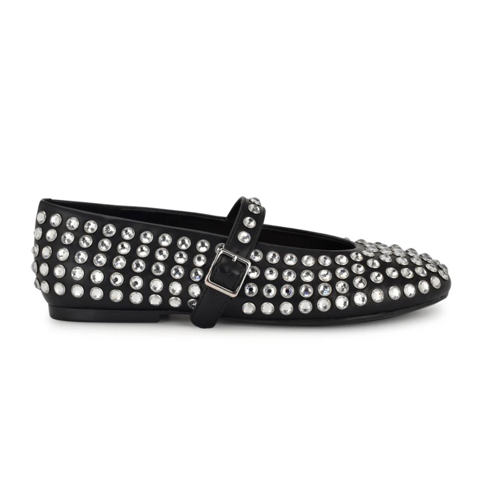 Nine West Black Studded Mary Jane Flats